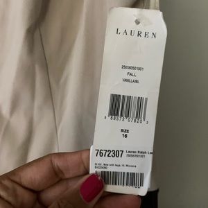 Ralph Lauren tan Shell dress faux leather trim